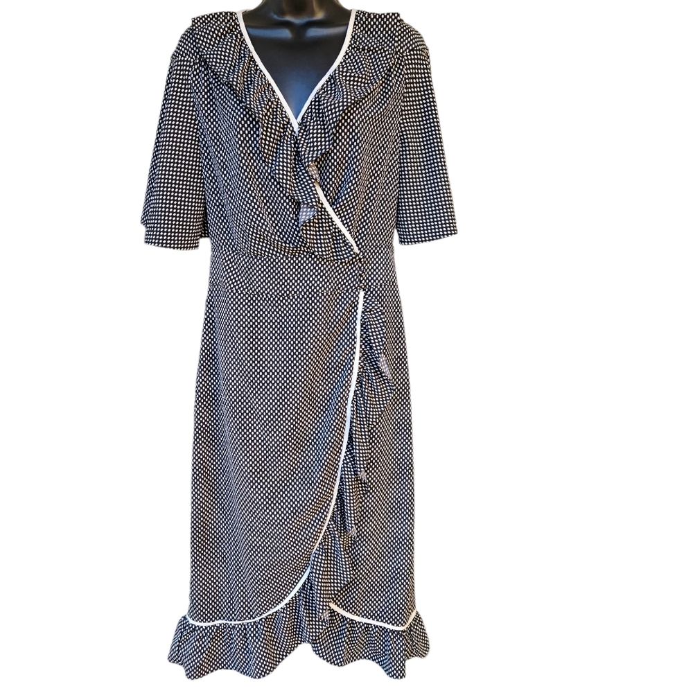 Women's Black & White Polka Dot Dress Size Small